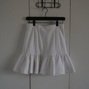 Veronica Beard "Kemble Skirt" White Textured Mini Ruffle hem Luxury, Sz 4, NWT